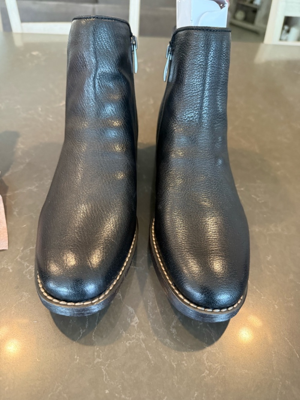 New- Franco Sarto Black Leather Ankle Boots - Women's Zip Booties